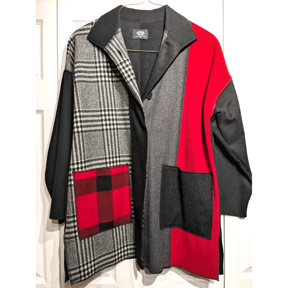 Cameleon Jacket Womens XS Oversized Patchwork Wool Made in USA Colorblock‎ Plaid